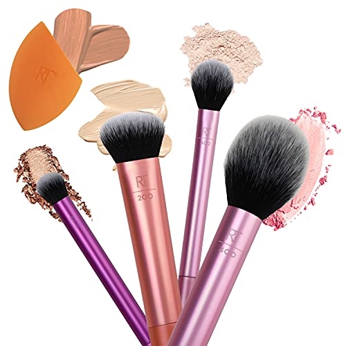 Real Techniques Makeup Brush Set with Blender Sponge-Set Of 5 Real Techniques Makeup Brush Set with Blender Sponge-Set Of 5